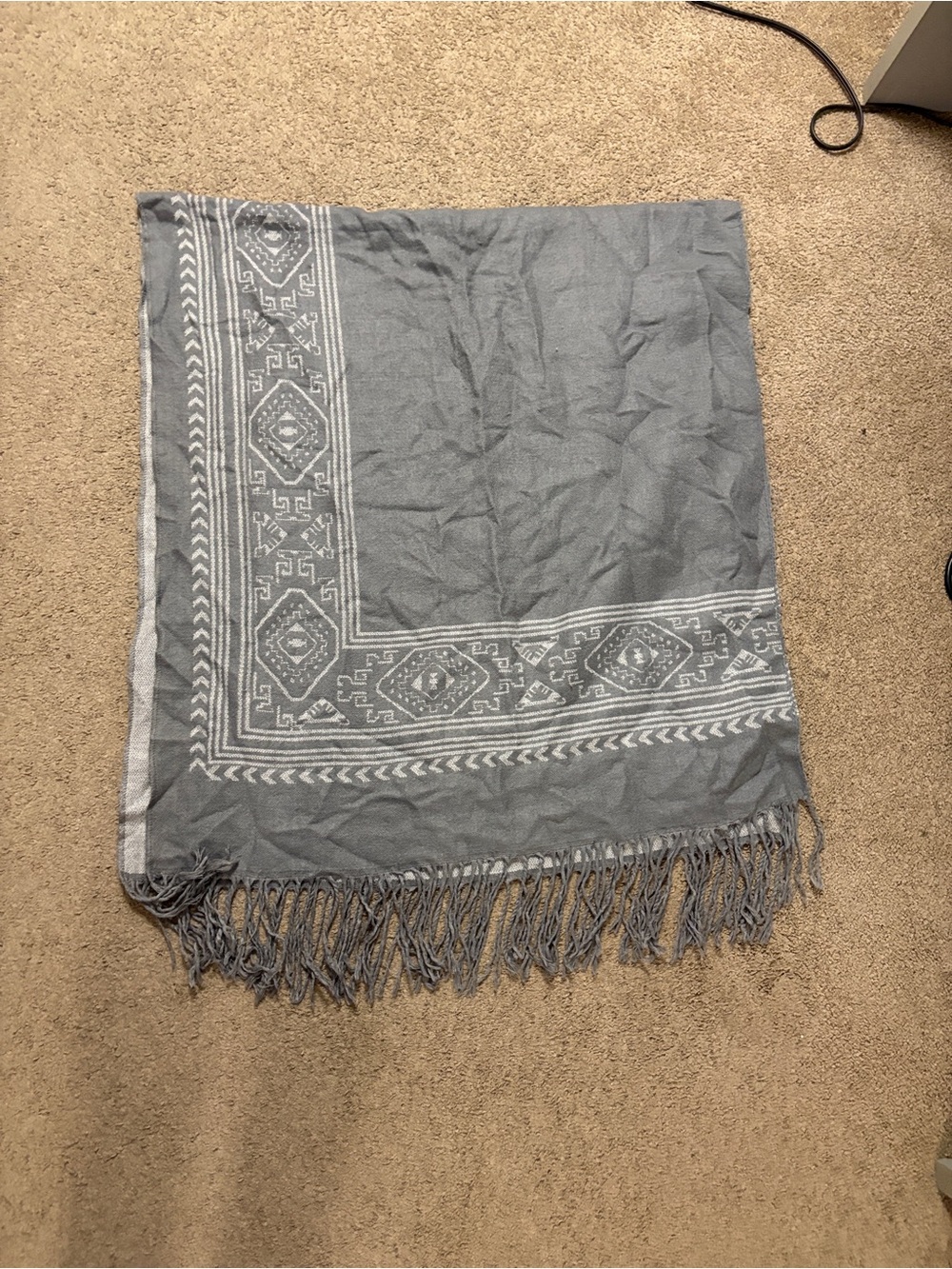 Ardene Gray Patterned Fringe Scarf